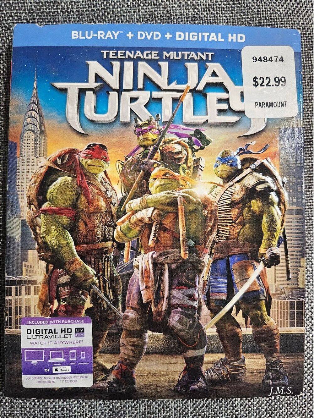 Teenage Mutant Ninja Turtles Blu-ray + DVD + Digital HD - Good Condition